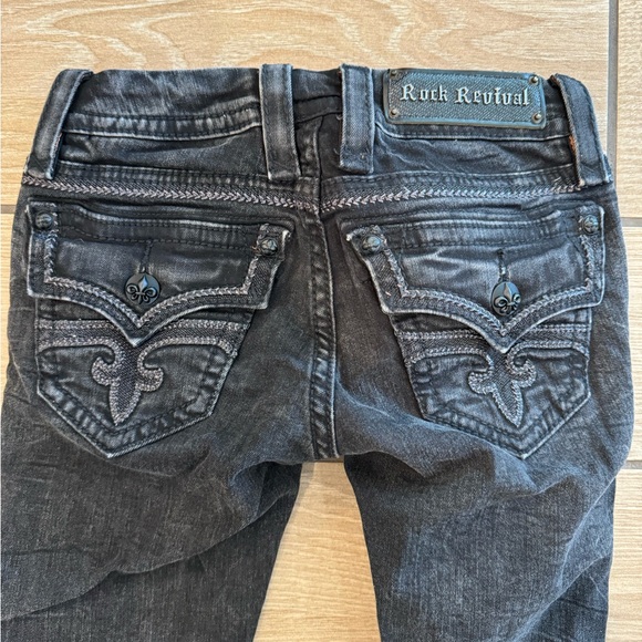 ROCK REVIVAL ANAIS SZ 24 SKINNY EMBROIDERED BLACK DENIM JEANS - Picture 16 of 16